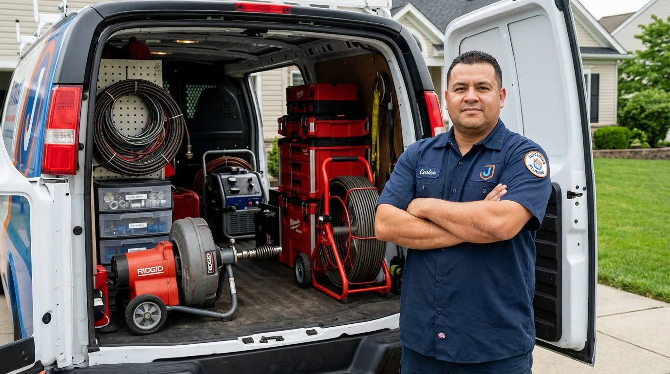 Professional drain cleaning equipment and Johns Plumbing LLC plumber in Platte